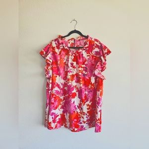 NWOT 3X Pink Floral Blouse